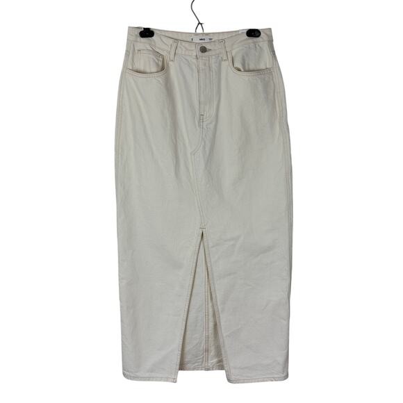 MNG Cream Denim Long Skirt High Waist Medium 100% cotton NEW - Picture 1 of 10